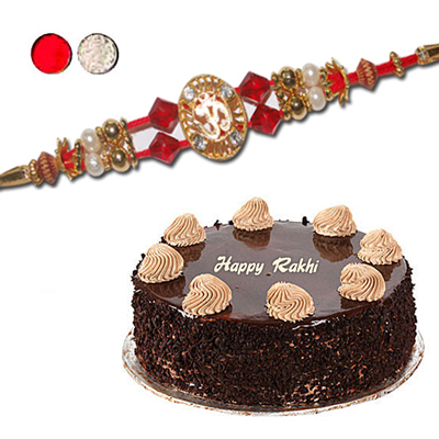 "Fancy Rakhi - FR- 8040 A (Single Rakhi), chocolate cake - 1kg - Click here to View more details about this Product